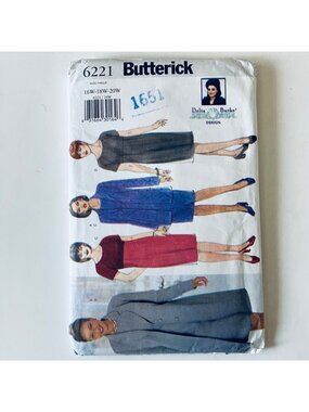 1990s Butterick 6221 Sz 16W-20W Delta Burke A-line Dress & Jacket Pattern UC